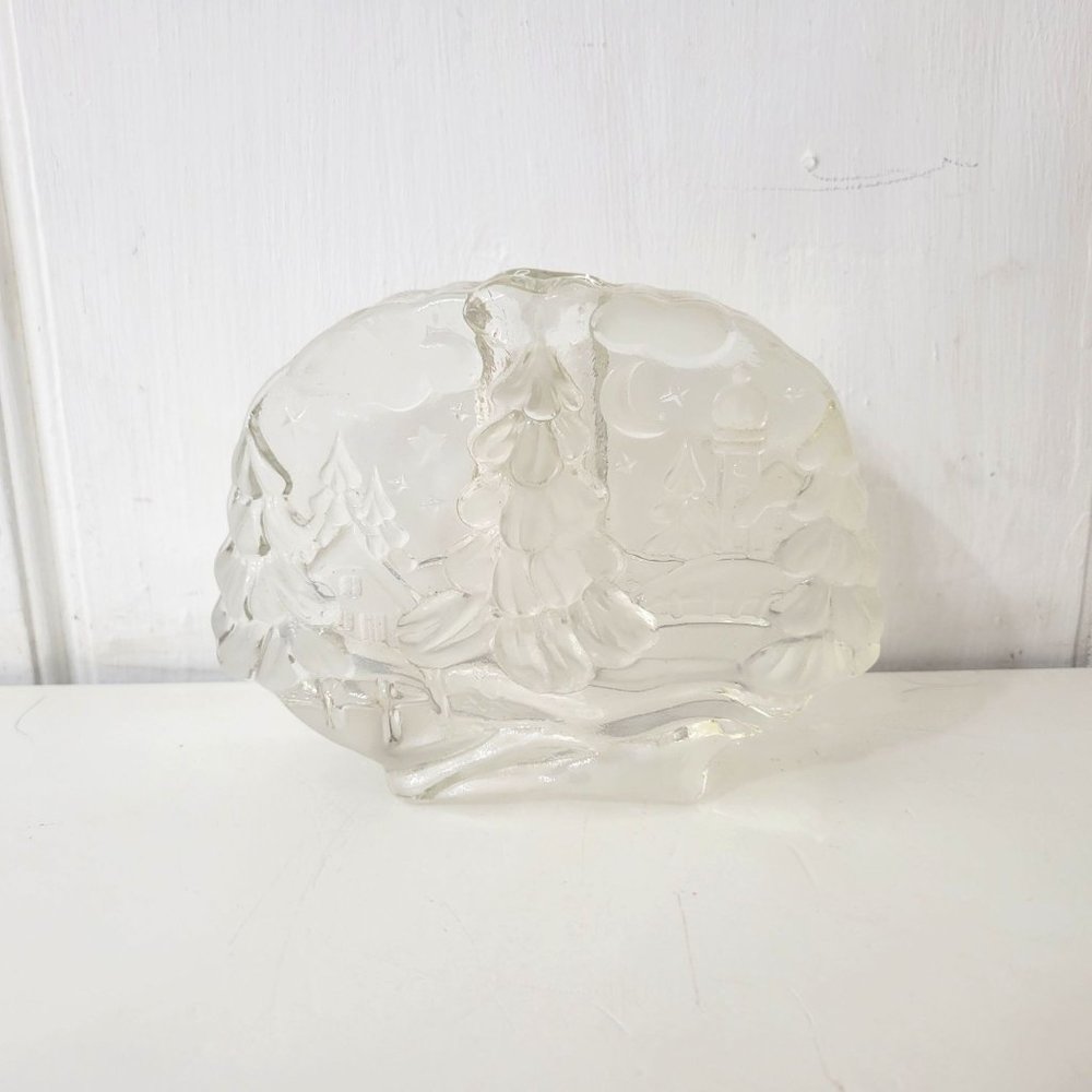 Walther Glas German Glass Candleholder with Pine Trees